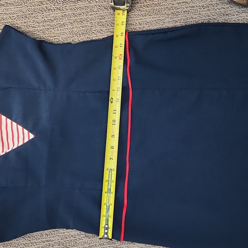 Navy and Red Striped V-Neck Pencil Dress - Picture 11 of 15